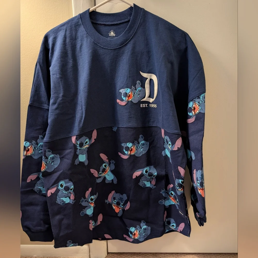 Disney Unisex Spirit Jersey Blue Stitch Long Sleeve Shirt Unisex NWT - Picture 3 of 9